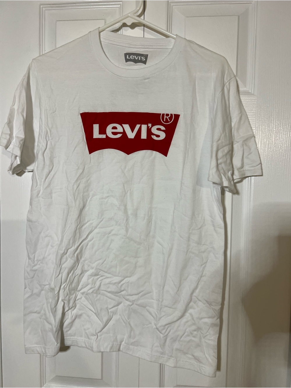 Levi's White Short-Sleeve Tee with Red Logo